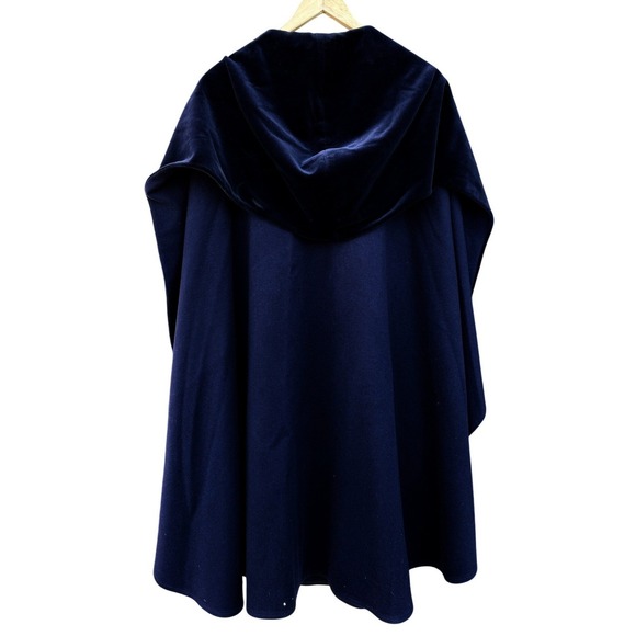 Hourihan Navy Blue Irish Walking Cape Velvet Hood Wool Cashmere One Size Luxury - Picture 4 of 13
